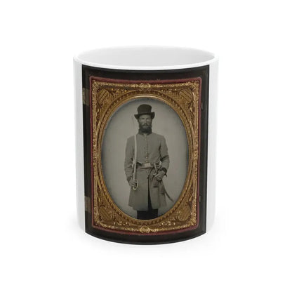 Captain Augustus C. Thompson Of Co. G, 16th Georgia Infantry Regiment With Sword (U.S. Civil War) White Coffee Mug 11oz - Go Mug Yourself
