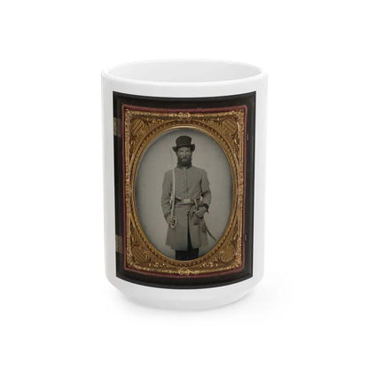 Captain Augustus C. Thompson Of Co. G, 16th Georgia Infantry Regiment With Sword (U.S. Civil War) White Coffee Mug 15oz - Go Mug Yourself