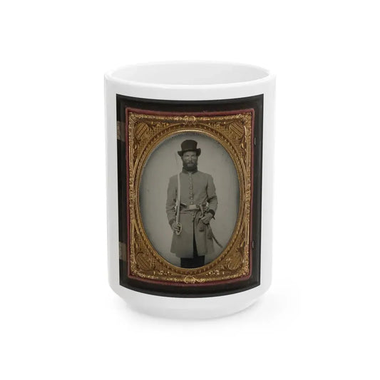 Captain Augustus C. Thompson Of Co. G, 16th Georgia Infantry Regiment With Sword (U.S. Civil War) White Coffee Mug 15oz - Go Mug Yourself