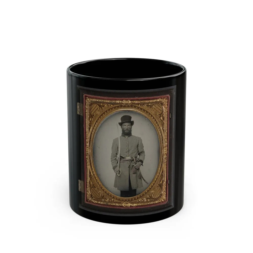 Captain Augustus C. Thompson Of Co. G, 16th Georgia Infantry Regiment With Sword (U.S. Civil War) Black Coffee Mug-11oz-Go Mug Yourself