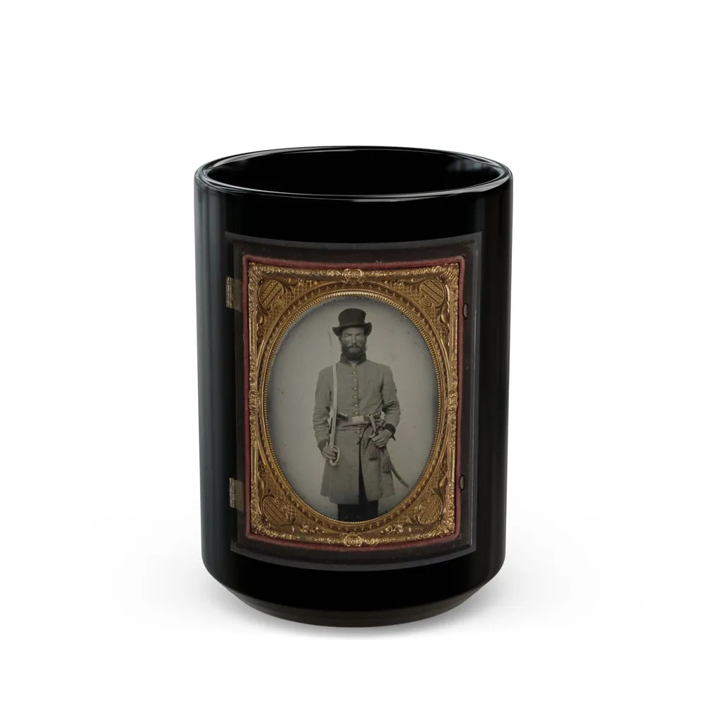 Captain Augustus C. Thompson Of Co. G, 16th Georgia Infantry Regiment With Sword (U.S. Civil War) Black Coffee Mug-15oz-Go Mug Yourself