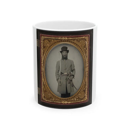 Captain Augustus C. Thompson Of Co. G, 16th Georgia Infantry Regiment With Sword (U.S. Civil War) White Coffee Mug-11oz-Go Mug Yourself