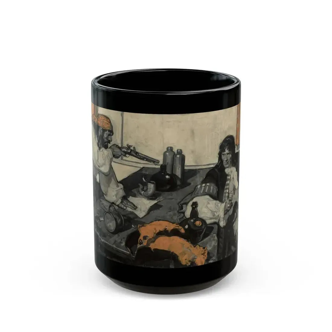 Captain Blood, American Magazine interior illustration - Black Coffee Mug 15oz - Go Mug Yourself