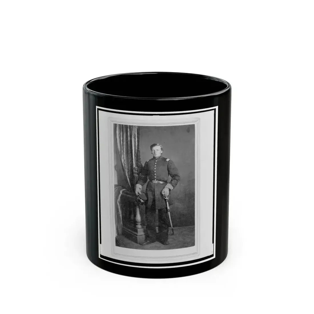 Captain Charles Nagel, Union Officer In The 32nd Indiana Regiment, Full-Length Portrait, Standing, Facing Front (U.S. Civil War) Black Coffee Mug 11oz - Go Mug Yourself