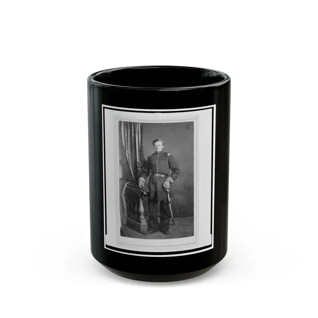 Captain Charles Nagel, Union Officer In The 32nd Indiana Regiment, Full-Length Portrait, Standing, Facing Front (U.S. Civil War) Black Coffee Mug 15oz - Go Mug Yourself