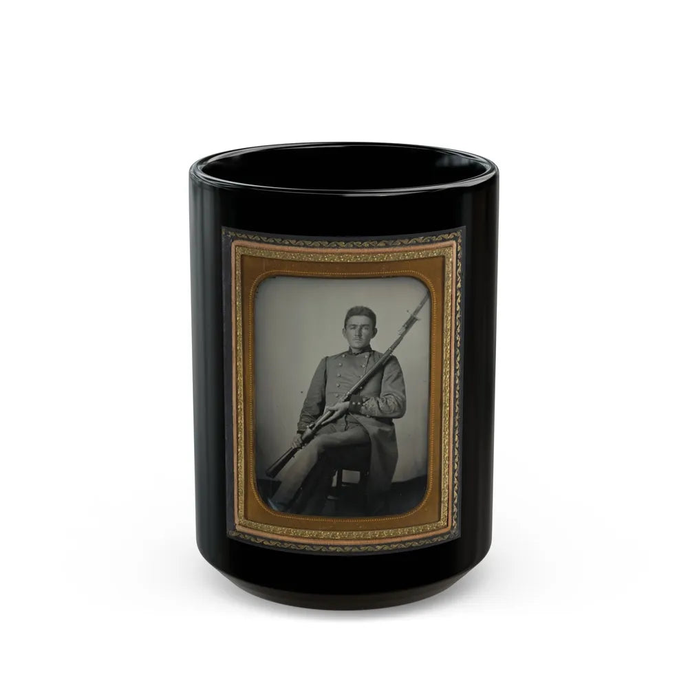 Captain Daniel Turrentine Of Company G, 12th Arkansas Infantry Regiment, In Full Officers' Uniform With Musket (U.S. Civil War) Black Coffee Mug-15oz-Go Mug Yourself