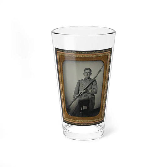 Captain Daniel Turrentine Of Company G, 12th Arkansas Infantry Regiment, In Full Officers' Uniform With Musket (U.S. Civil War) Pint Glass 16oz-16oz-Go Mug Yourself