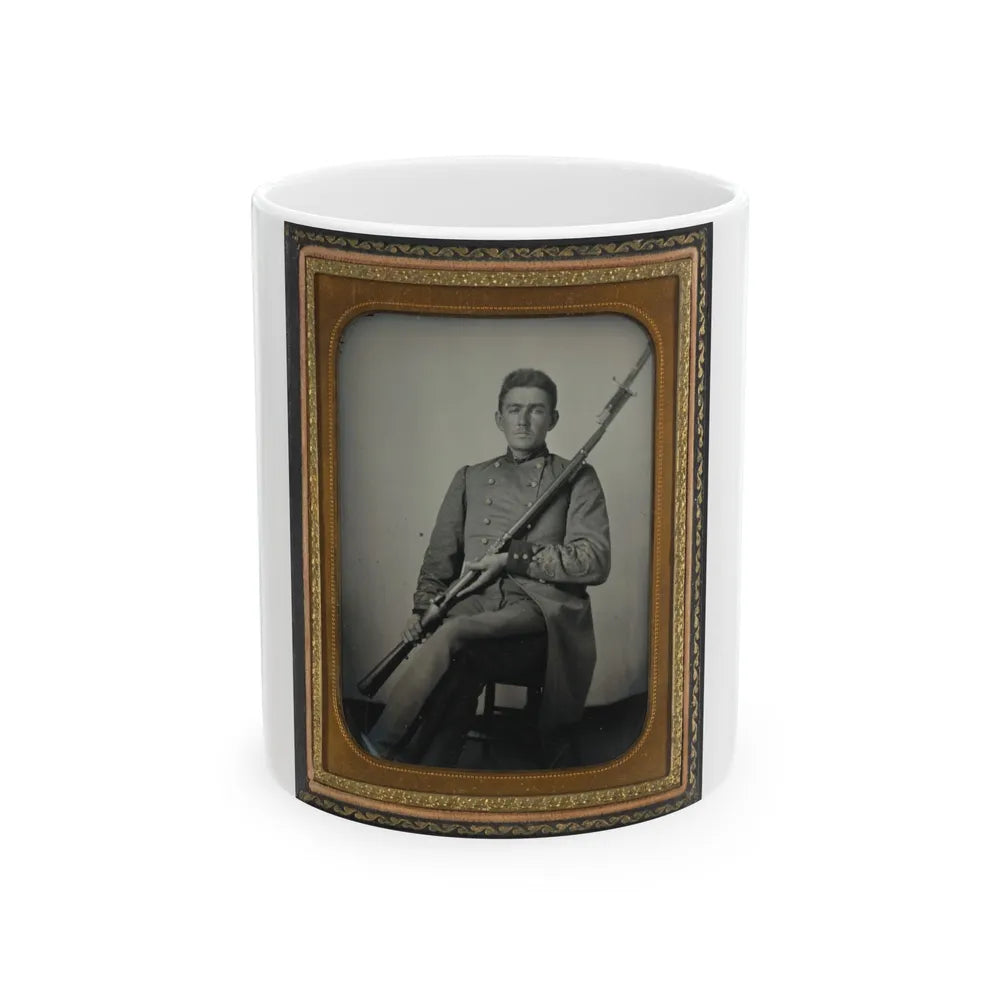 Captain Daniel Turrentine Of Company G, 12th Arkansas Infantry Regiment, In Full Officers' Uniform With Musket (U.S. Civil War) White Coffee Mug-11oz-Go Mug Yourself