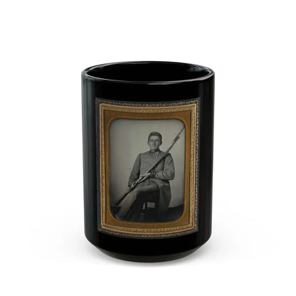 Captain Daniel Turrentine Of Company G, 12th Arkansas Infantry Regiment, In Full Officers' Uniform With Musket (U.S. Civil War) Black Coffee Mug 15oz - Go Mug Yourself