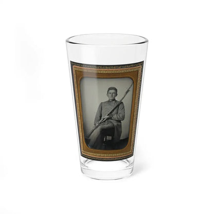 Captain Daniel Turrentine Of Company G, 12th Arkansas Infantry Regiment, In Full Officers' Uniform With Musket (U.S. Civil War) Pint Glass 16oz 16oz - Go Mug Yourself