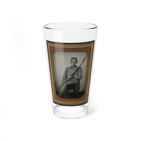 Captain Daniel Turrentine Of Company G, 12th Arkansas Infantry Regiment, In Full Officers' Uniform With Musket (U.S. Civil War) Pint Glass 16oz 16oz - Go Mug Yourself