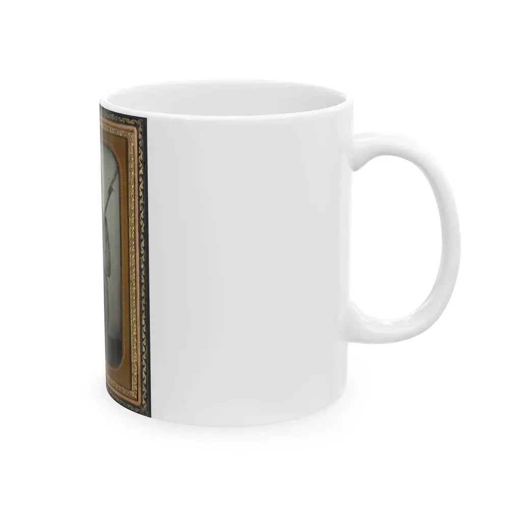 Captain Daniel Turrentine Of Company G, 12th Arkansas Infantry Regiment, In Full Officers' Uniform With Musket (U.S. Civil War) White Coffee Mug - Go Mug Yourself