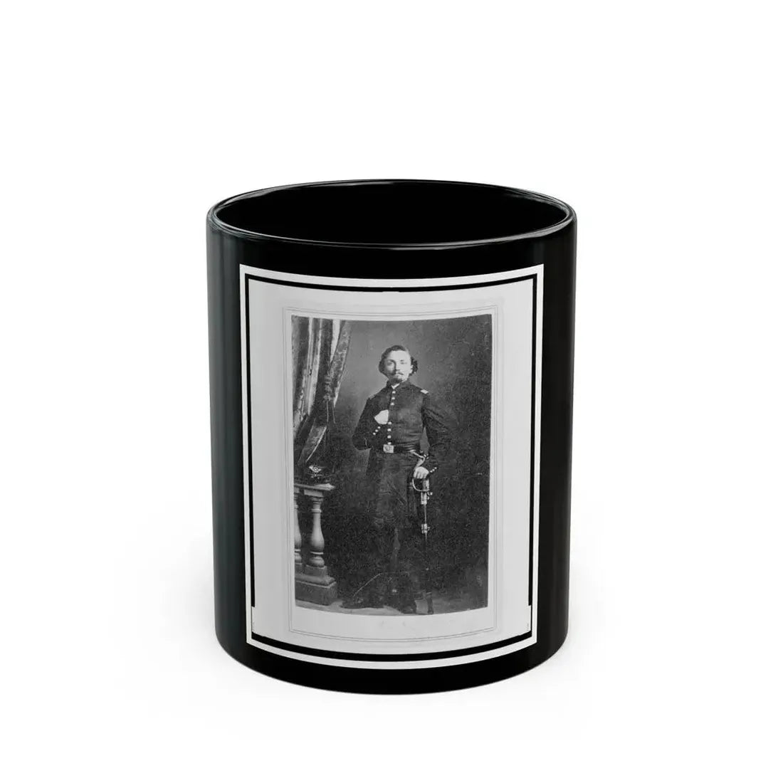 Captain Frederick Ludwig (Lodewig), Union Officer In The 32nd Indiana Regiment, Full-Length Portrait, Facing Front (U.S. Civil War) Black Coffee Mug 11oz - Go Mug Yourself