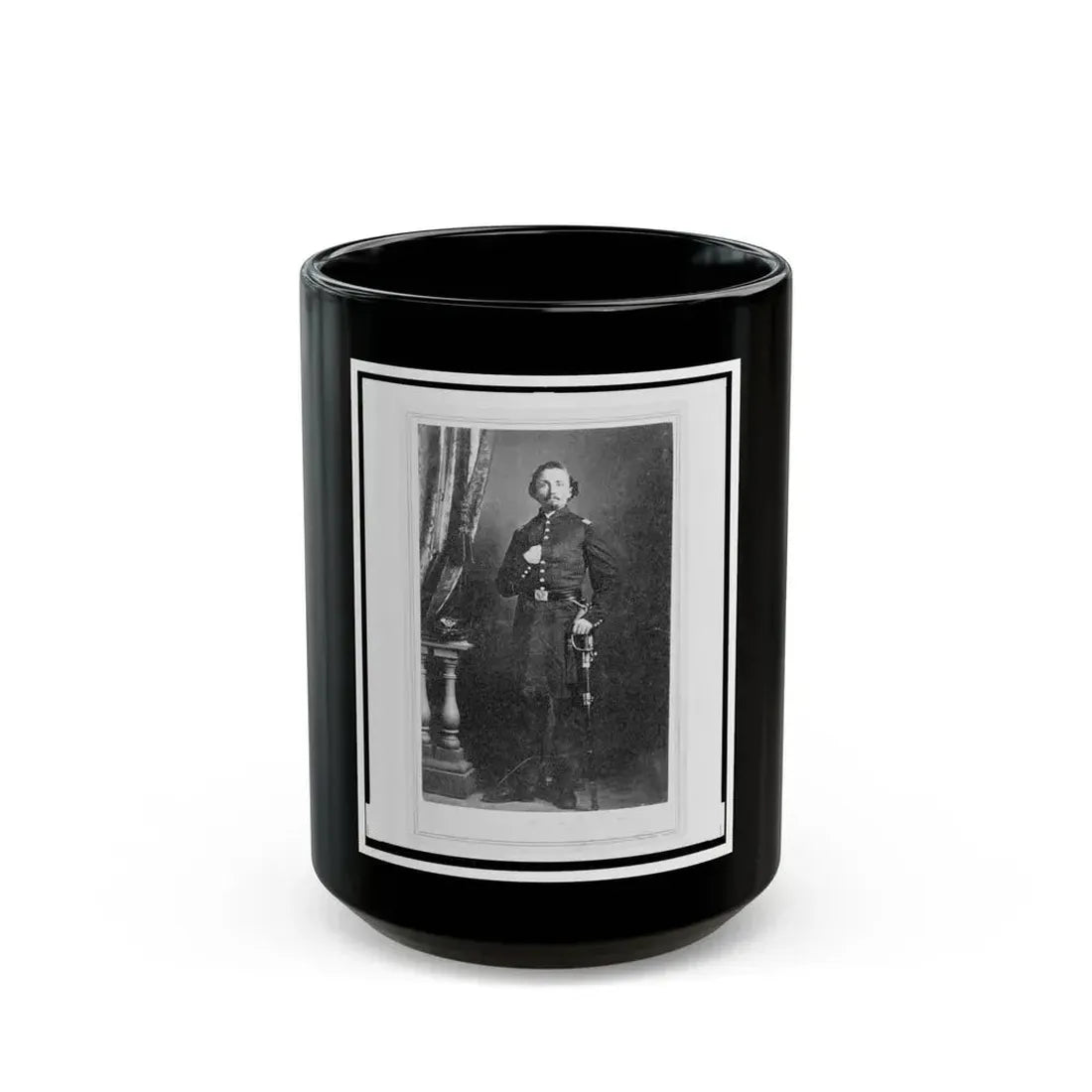 Captain Frederick Ludwig (Lodewig), Union Officer In The 32nd Indiana Regiment, Full-Length Portrait, Facing Front (U.S. Civil War) Black Coffee Mug 15oz - Go Mug Yourself