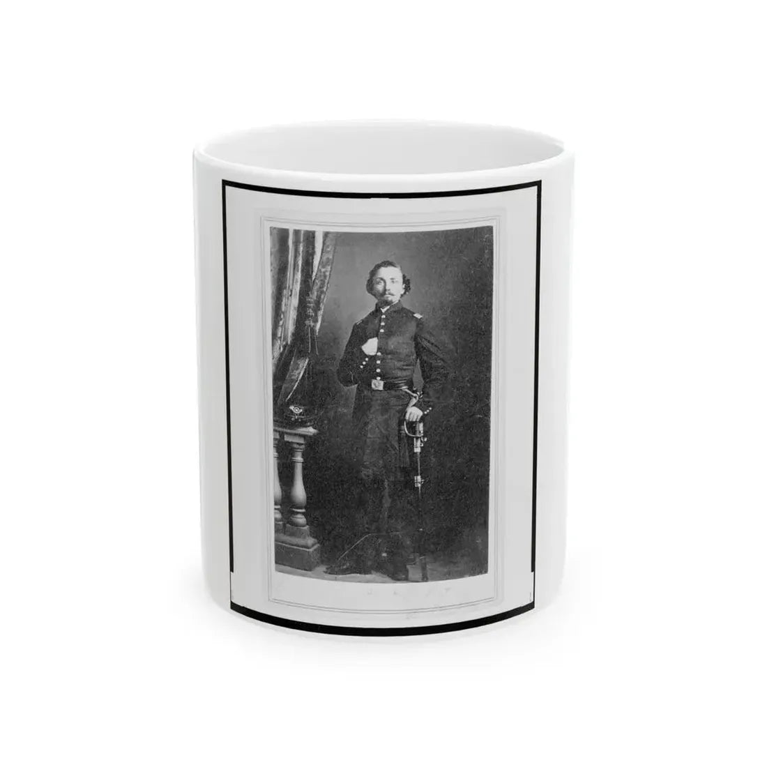 Captain Frederick Ludwig (Lodewig), Union Officer In The 32nd Indiana Regiment, Full-Length Portrait, Facing Front (U.S. Civil War) White Coffee Mug 11oz - Go Mug Yourself