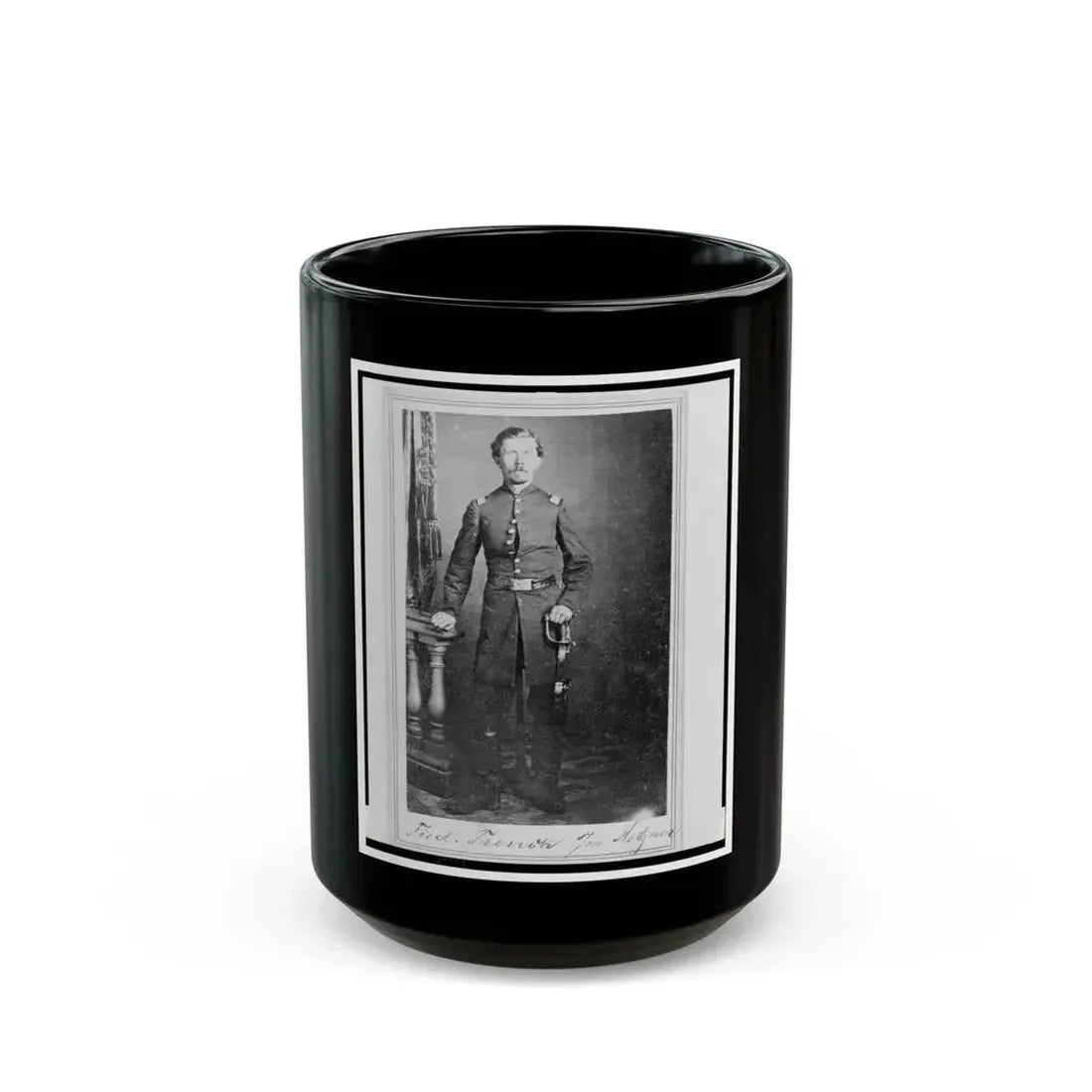Captain Frederick  Ned  Trenk (Trenck), Union Officer In The 32nd Indiana Regiment, Full-Length Portrait, Standing, Facing Front (U.S. Civil War) Black Coffee Mug 15oz - Go Mug Yourself
