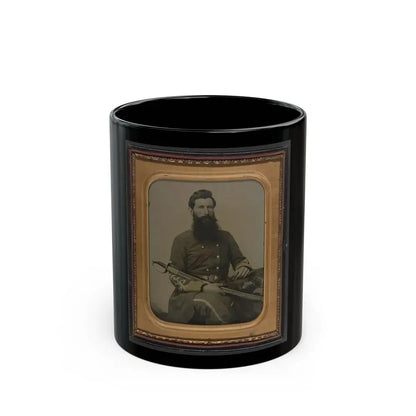 Captain George W. Hackworth Of Co. F, 1st Virginia Cavalry Regiment, In Uniform With Sword (U.S. Civil War) Black Coffee Mug 11oz - Go Mug Yourself