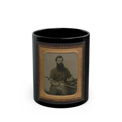 Captain George W. Hackworth Of Co. F, 1st Virginia Cavalry Regiment, In Uniform With Sword (U.S. Civil War) Black Coffee Mug 11oz - Go Mug Yourself