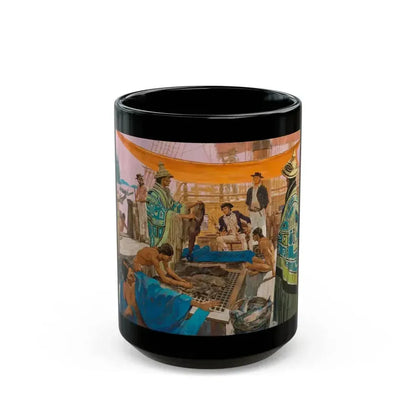 Captain Gray Anchors in the Colombia, Great Moments in American History illustration, 1966 - Black Coffee Mug 15oz - Go Mug Yourself
