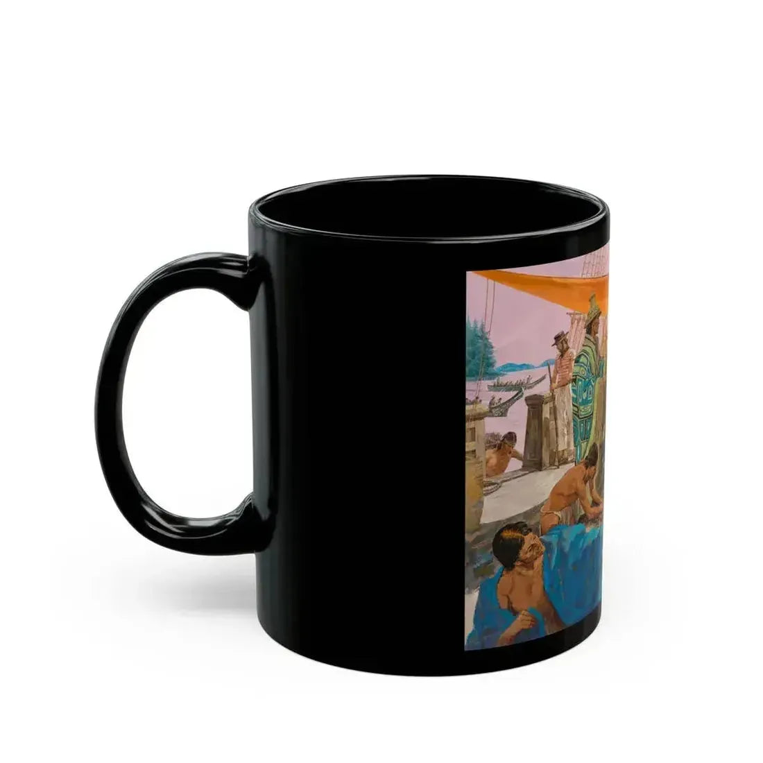 Captain Gray Anchors in the Colombia, Great Moments in American History illustration, 1966 - Black Coffee Mug - Go Mug Yourself