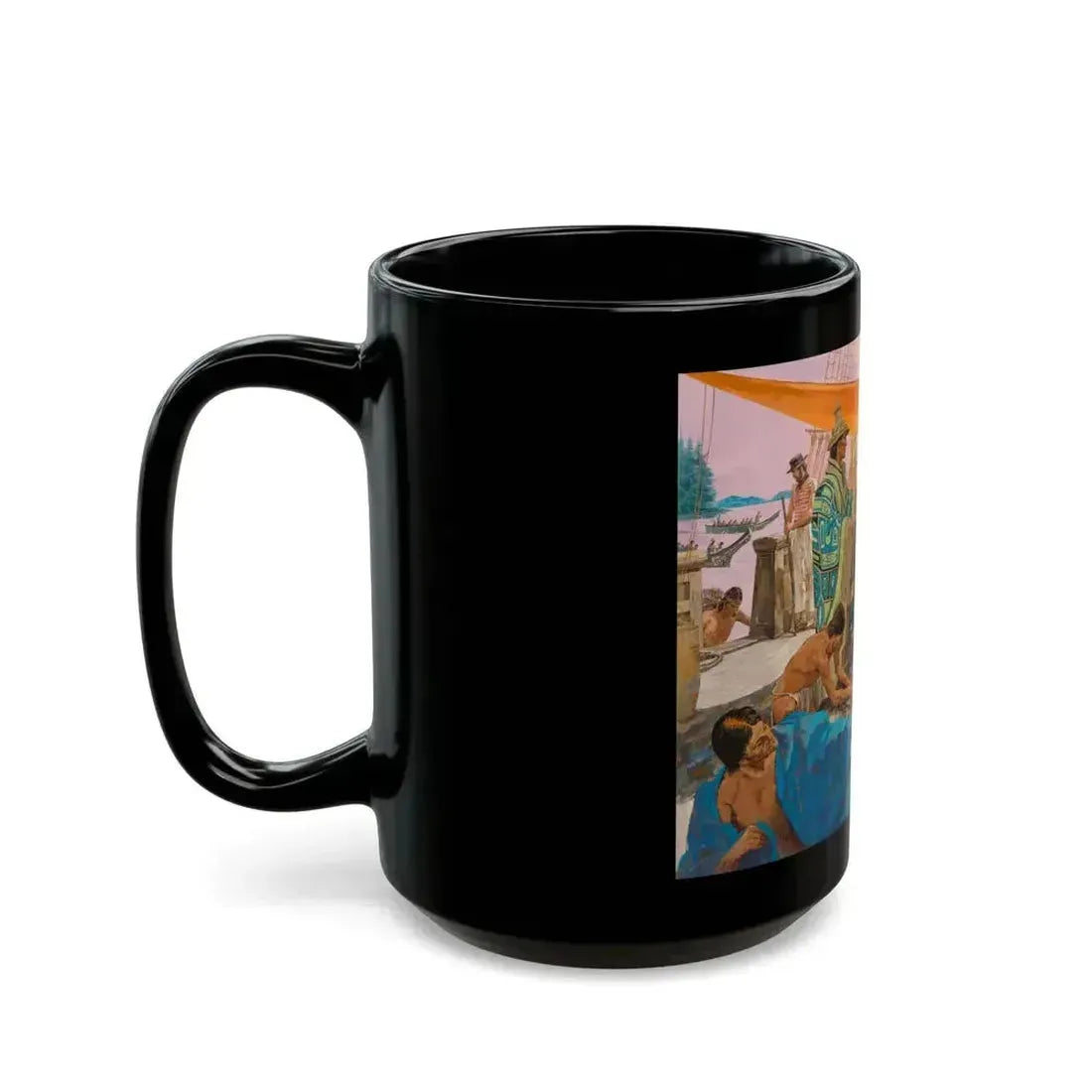 Captain Gray Anchors in the Colombia, Great Moments in American History illustration, 1966 - Black Coffee Mug - Go Mug Yourself