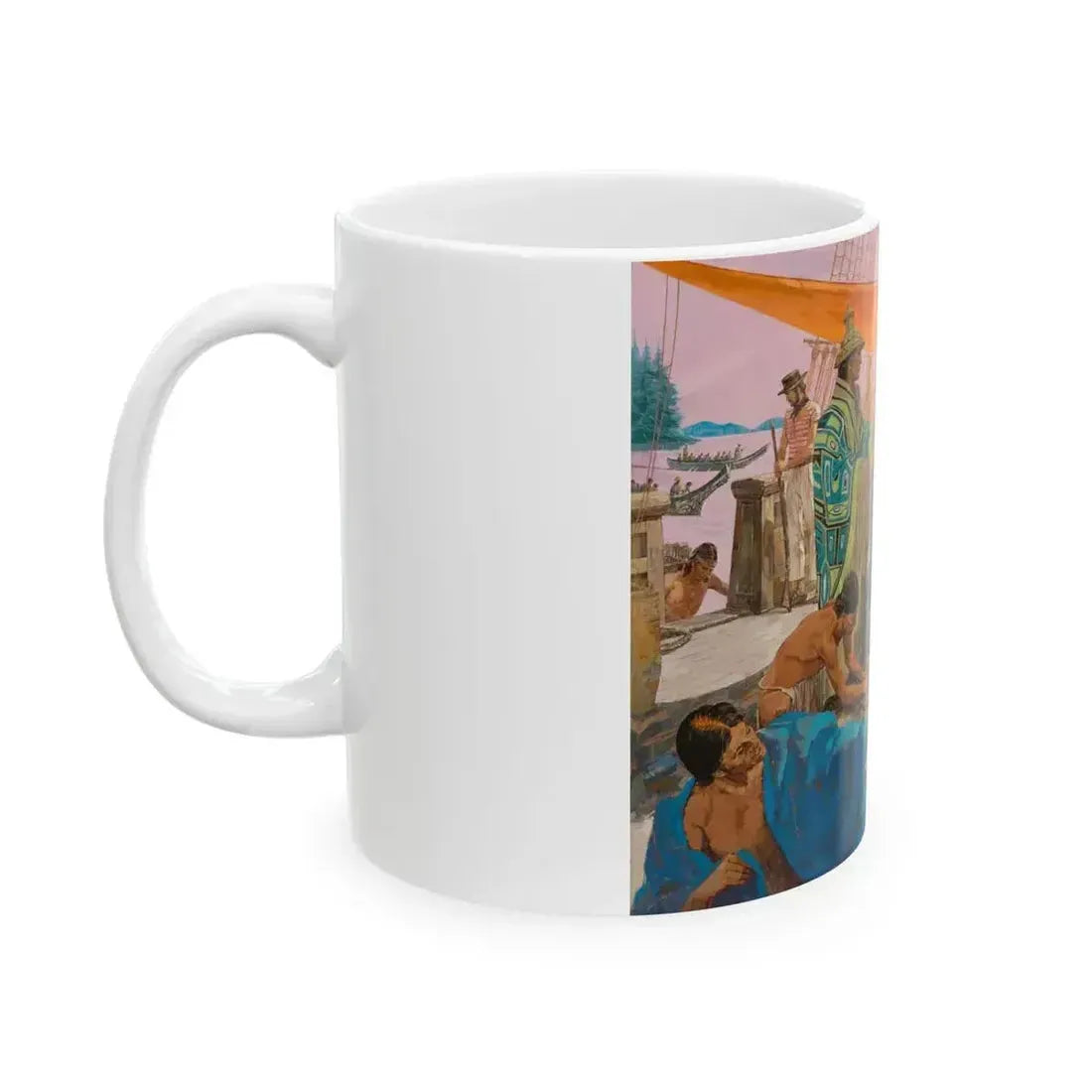 Captain Gray Anchors in the Colombia, Great Moments in American History illustration, 1966 - White Coffee Mug - Go Mug Yourself