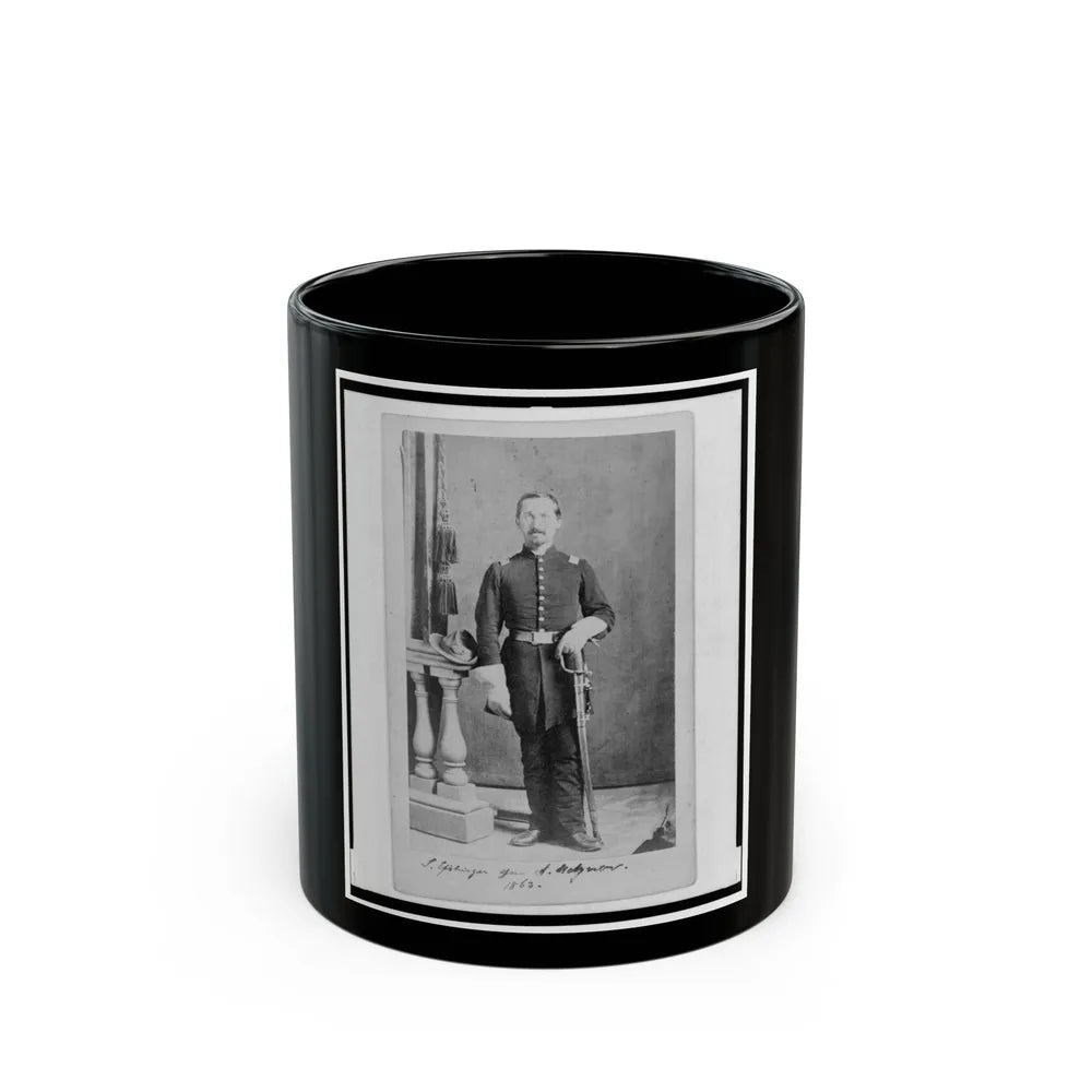 Captain Isidore Esslinger, Union Officer In The 32nd Indiana Regiment, Full-Length Portrait, Standing, Facing Front (U.S. Civil War) Black Coffee Mug-11oz-Go Mug Yourself