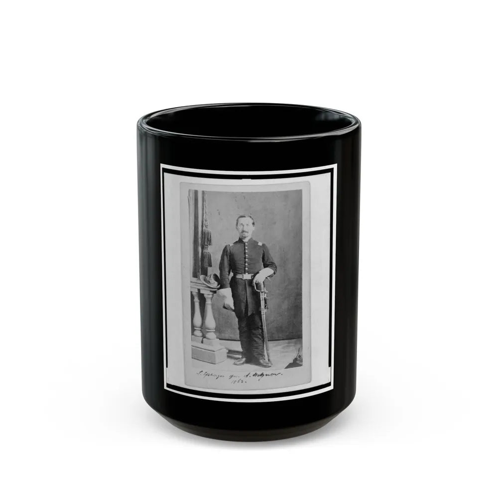 Captain Isidore Esslinger, Union Officer In The 32nd Indiana Regiment, Full-Length Portrait, Standing, Facing Front (U.S. Civil War) Black Coffee Mug-15oz-Go Mug Yourself