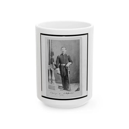 Captain Isidore Esslinger, Union Officer In The 32nd Indiana Regiment, Full-Length Portrait, Standing, Facing Front (U.S. Civil War) White Coffee Mug-15oz-Go Mug Yourself