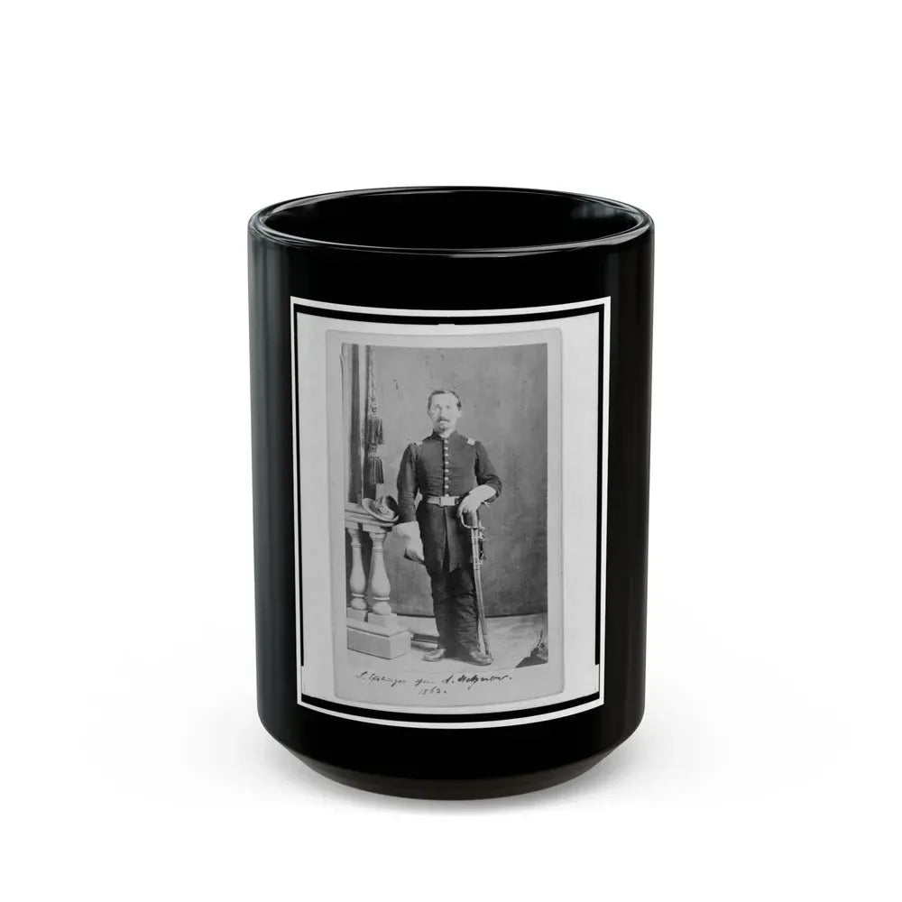Captain Isidore Esslinger, Union Officer In The 32nd Indiana  Regiment, Full-Length Portrait, Standing, Facing Front (U.S. Civil War) Black Coffee Mug 15oz - Go Mug Yourself
