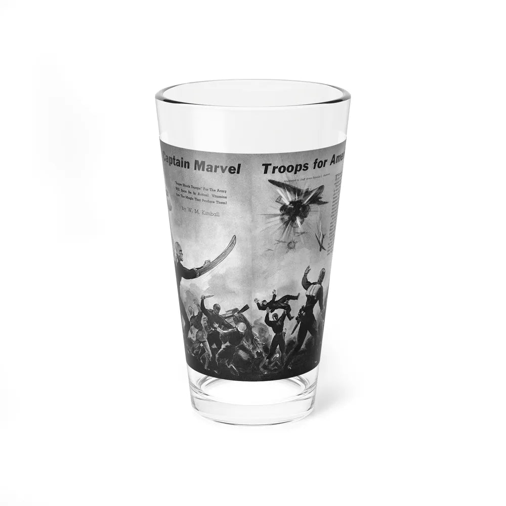 Captain Marvel Troops for America, Mechanix Illustrated, December 1941 (Magazine Illustration) Pint Glass 16oz-16oz-Go Mug Yourself