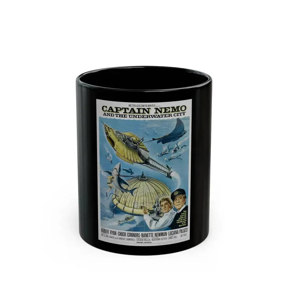 CAPTAIN NEMO AND THE UNDERWATER CITY 1969 Movie Poster - Black Coffee Mug 11oz - Go Mug Yourself