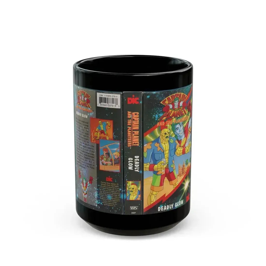 CAPTAIN PLANET AND THE PLANETEERS DEADLY GLOW (VHS COVER) - Black Coffee Mug 15oz - Go Mug Yourself