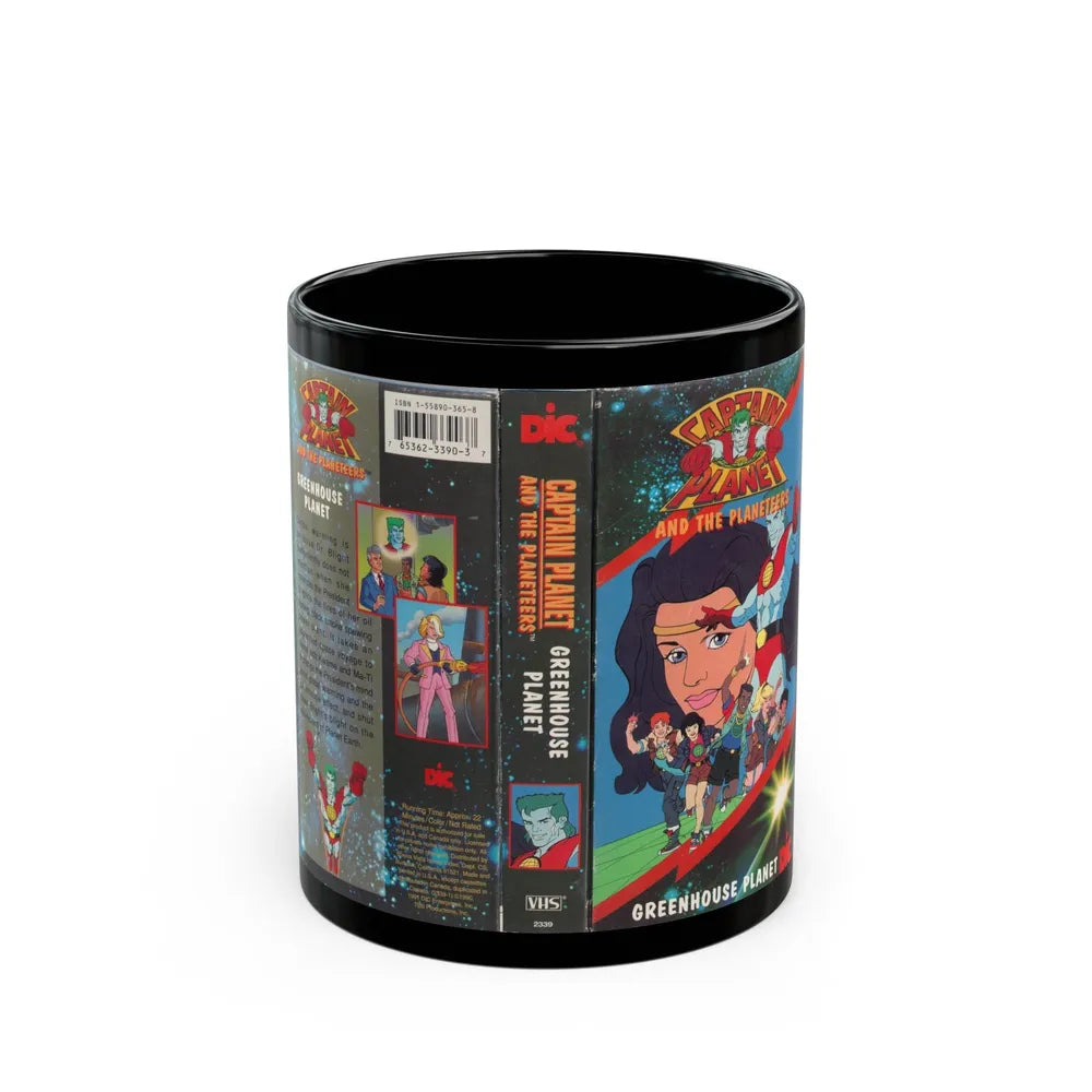 CAPTAIN PLANET AND THE PLANETEERS GREENHOUSE PLANET (VHS COVER) - Black Coffee Mug-11oz-Go Mug Yourself