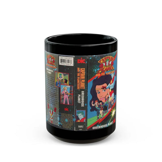 CAPTAIN PLANET AND THE PLANETEERS GREENHOUSE PLANET (VHS COVER) - Black Coffee Mug-15oz-Go Mug Yourself