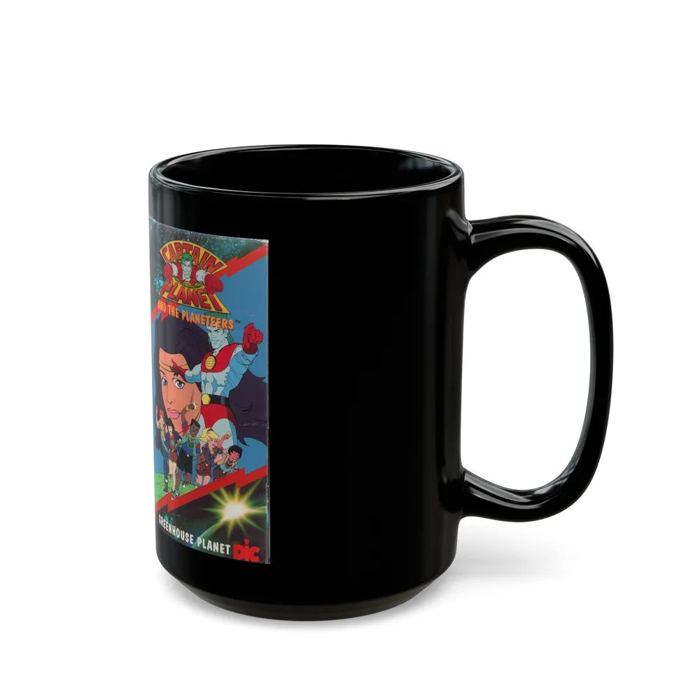 CAPTAIN PLANET AND THE PLANETEERS GREENHOUSE PLANET (VHS COVER) - Black Coffee Mug-Go Mug Yourself