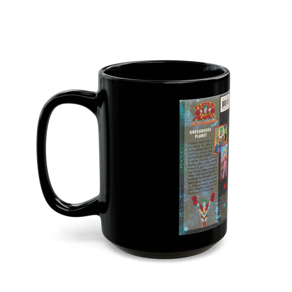 CAPTAIN PLANET AND THE PLANETEERS GREENHOUSE PLANET (VHS COVER) - Black Coffee Mug-Go Mug Yourself