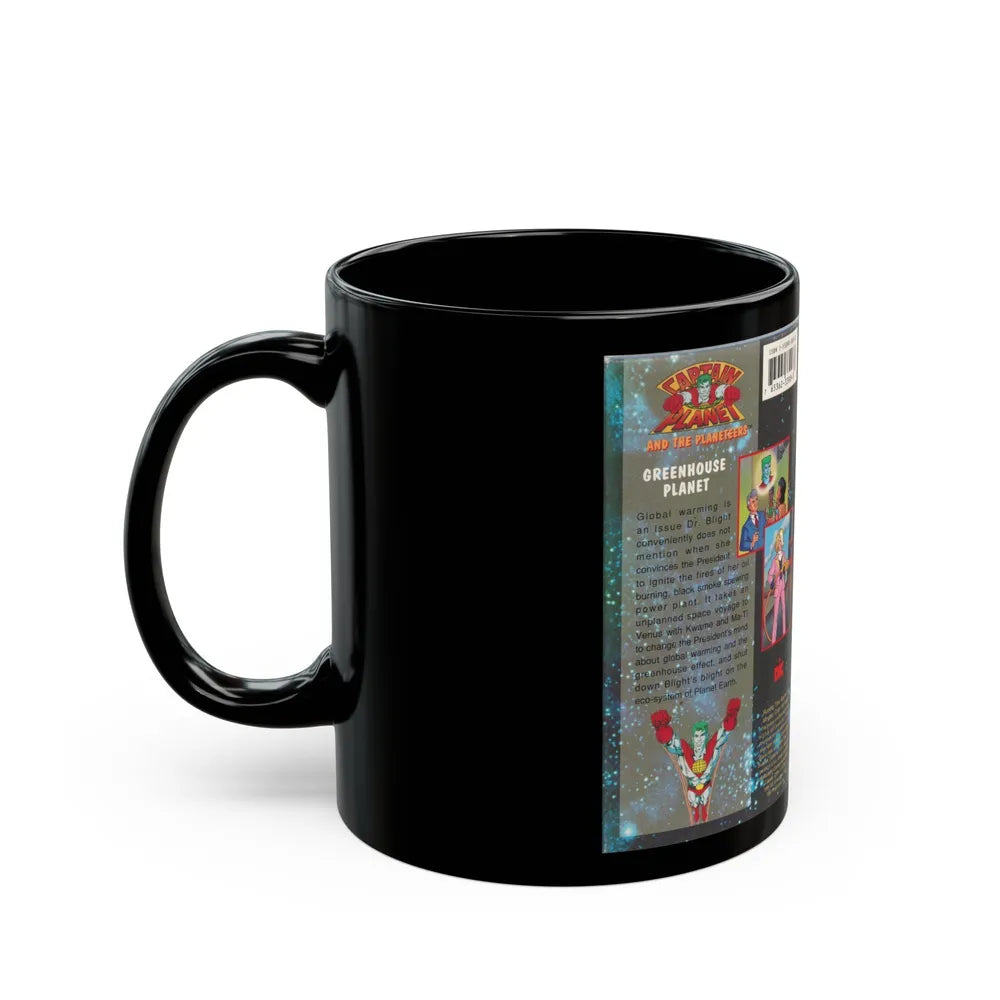 CAPTAIN PLANET AND THE PLANETEERS GREENHOUSE PLANET (VHS COVER) - Black Coffee Mug-Go Mug Yourself