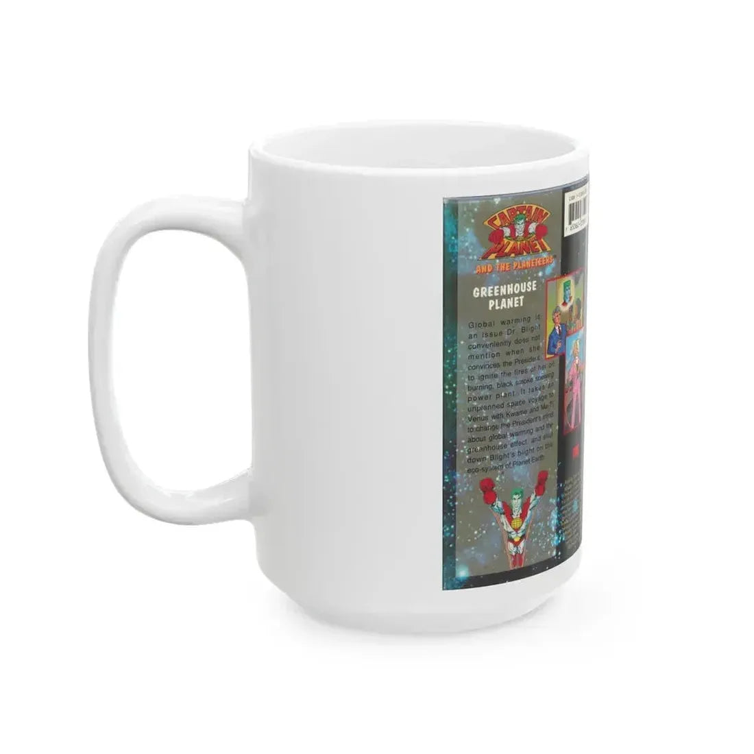 CAPTAIN PLANET AND THE PLANETEERS GREENHOUSE PLANET (VHS COVER) - White Coffee Mug - Go Mug Yourself
