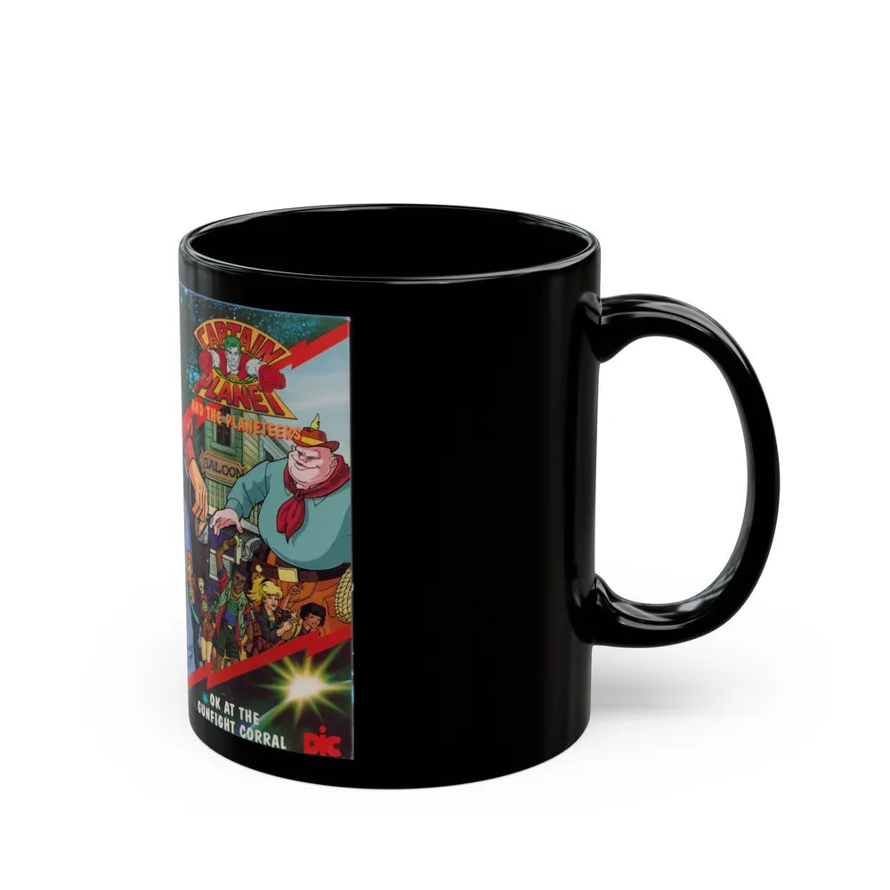 CAPTAIN PLANET AND THE PLANETEERS OK AT THE GUNFIGHT CORRAL (VHS COVER) - Black Coffee Mug-Go Mug Yourself