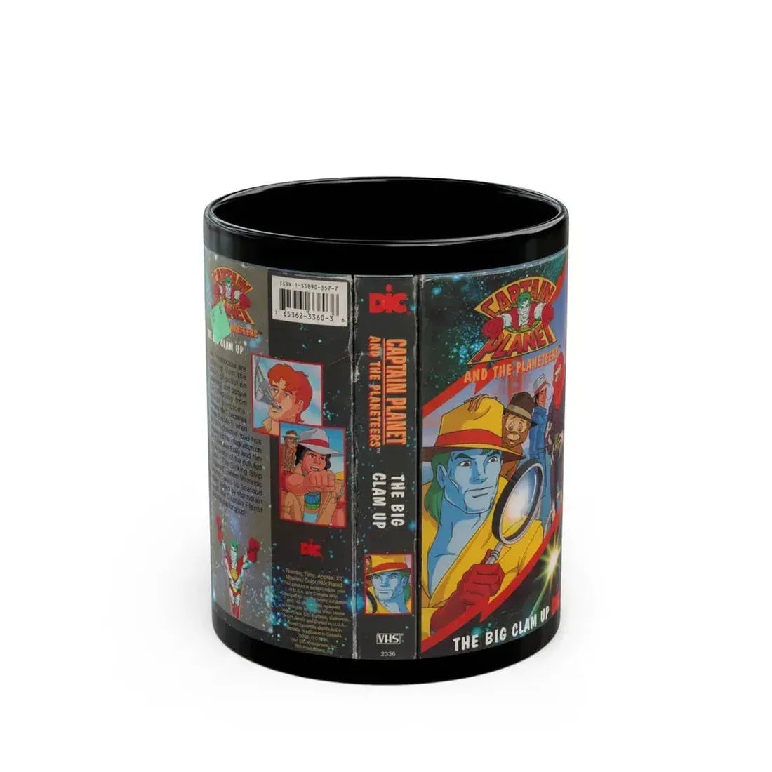 CAPTAIN PLANET AND THE PLANETEERS THE BIG CLAM UP (VHS COVER) - Black Coffee Mug 11oz - Go Mug Yourself