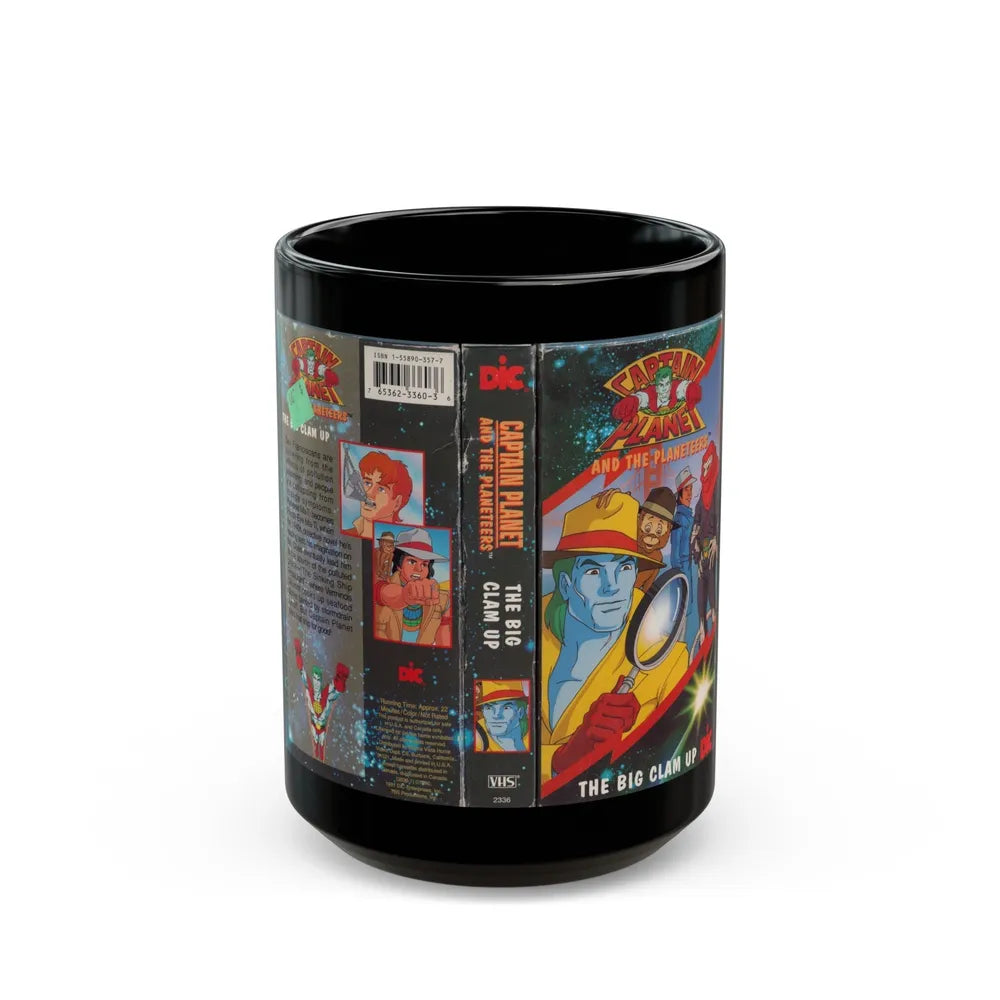 CAPTAIN PLANET AND THE PLANETEERS THE BIG CLAM UP (VHS COVER) - Black Coffee Mug-15oz-Go Mug Yourself