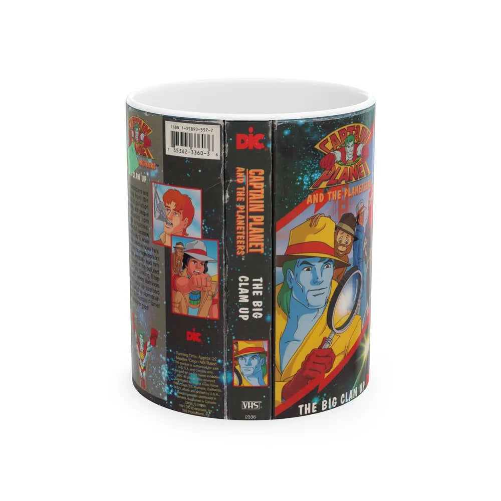 CAPTAIN PLANET AND THE PLANETEERS THE BIG CLAM UP (VHS COVER) - White Coffee Mug-11oz-Go Mug Yourself