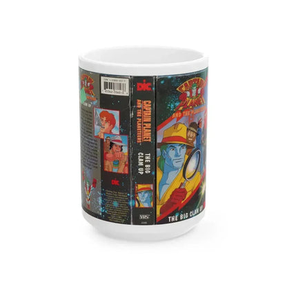 CAPTAIN PLANET AND THE PLANETEERS THE BIG CLAM UP (VHS COVER) - White Coffee Mug 15oz - Go Mug Yourself