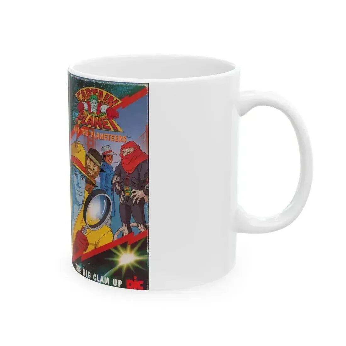 CAPTAIN PLANET AND THE PLANETEERS THE BIG CLAM UP (VHS COVER) - White Coffee Mug - Go Mug Yourself