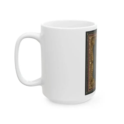 Captain William A. Hill Of Company D, 4th Virginia Cavalry Regiment, With Book On Lap (U.S. Civil War) White Coffee Mug - Go Mug Yourself