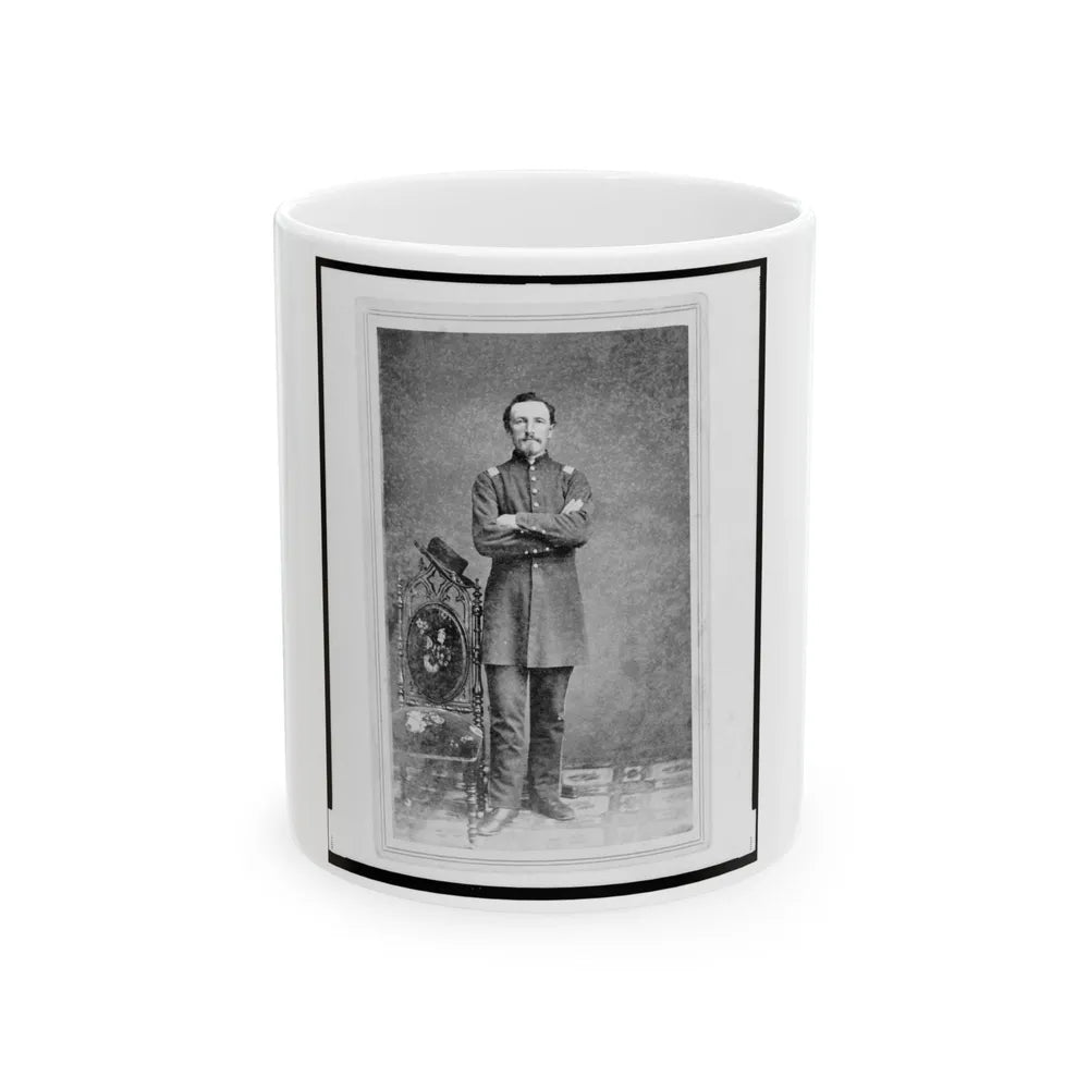 Captain William Borck, Union Officer In The 32nd Indiana Regiment, Full-Length Portrait, Standing, Facing Front (U.S. Civil War) White Coffee Mug-11oz-Go Mug Yourself