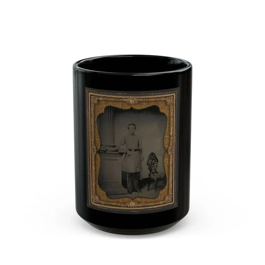 Captain William F. Mcrorie Of Co. A, 4th North Carolina Infantry Regiment In Uniform With Sword (U.S. Civil War) Black Coffee Mug 15oz - Go Mug Yourself