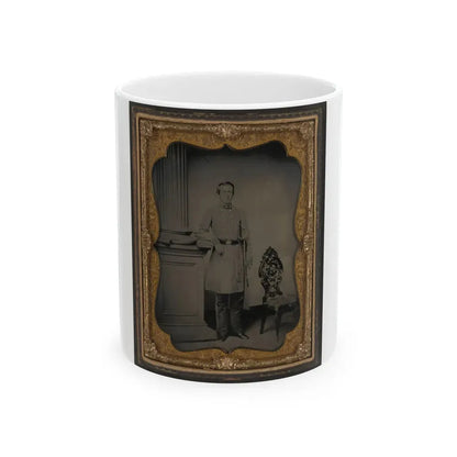Captain William F. Mcrorie Of Co. A, 4th North Carolina Infantry Regiment In Uniform With Sword (U.S. Civil War) White Coffee Mug 11oz - Go Mug Yourself