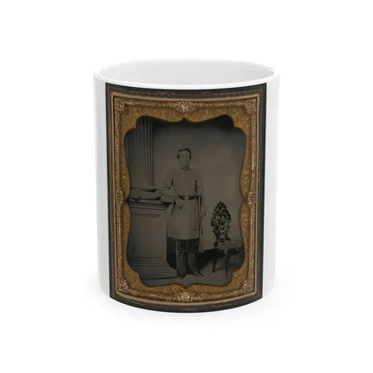 Captain William F. Mcrorie Of Co. A, 4th North Carolina Infantry Regiment In Uniform With Sword (U.S. Civil War) White Coffee Mug 11oz - Go Mug Yourself